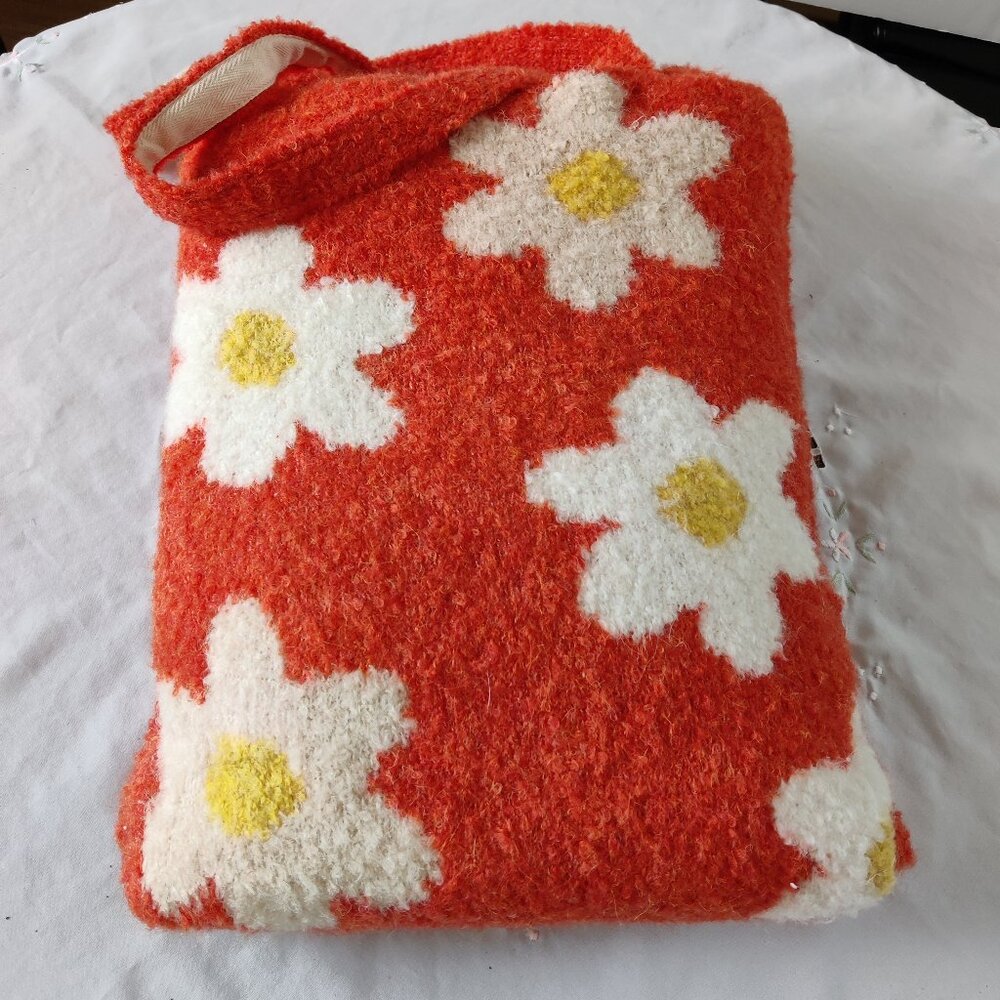 Free People Orange Daisy Knit Shoulder Bag